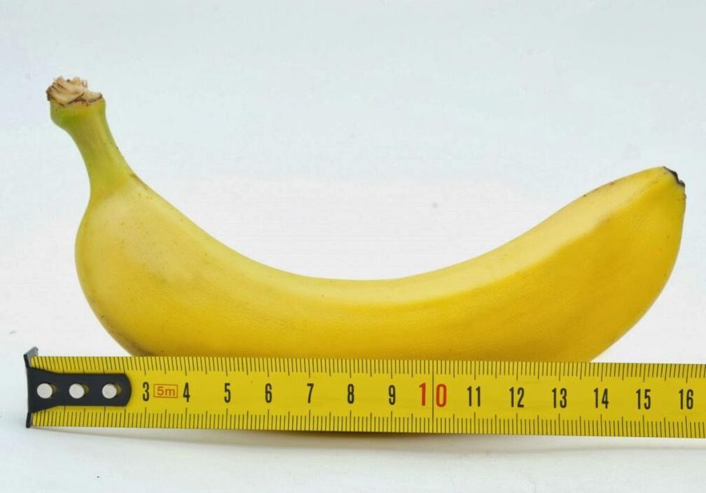 měření penisu před rozšířením na příkladu banánu